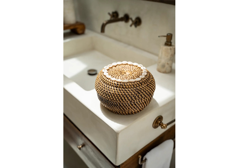 Panier Colonial Peek-a-Boo - Moyen, en rotin naturel - BAGE014NBr-M - Bazar Bizar