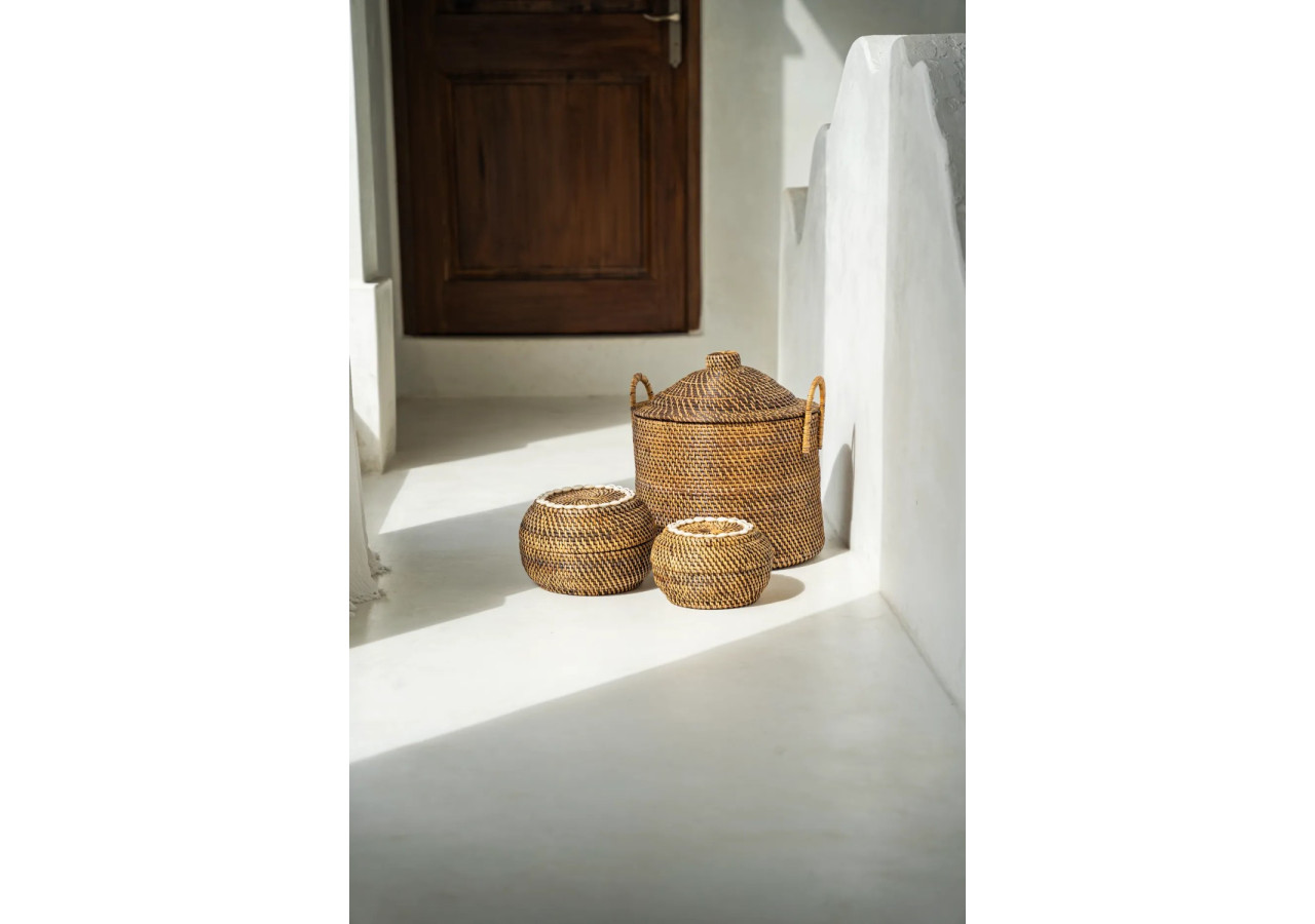 Panier Colonial Peek-a-Boo - Moyen, en rotin naturel - BAGE014NBr-M - Bazar Bizar