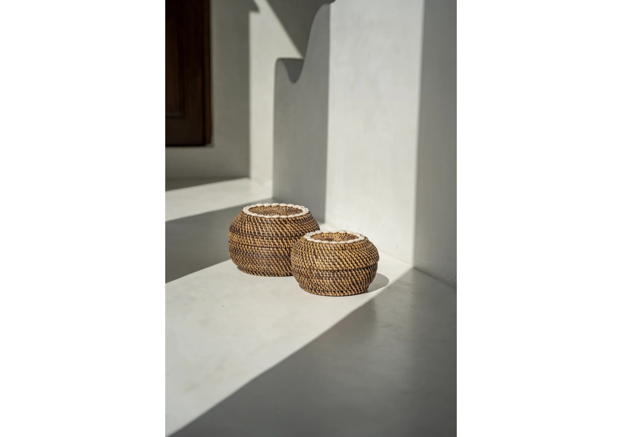 Panier Colonial Peek-a-Boo - Moyen, en rotin naturel - BAGE014NBr-M - Bazar Bizar
