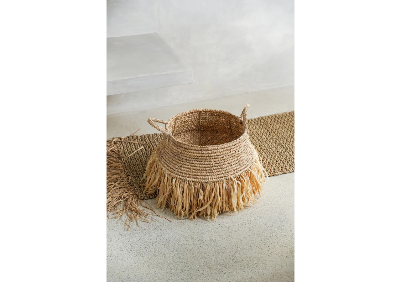 Panier Raffia Deluxe - Naturel - Taille Moyenne - JACA028N-M - Bazar Bizar