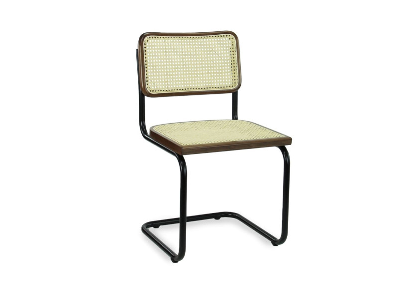 Chaise de Salle à Manger Bas Workliving - Design Rotin Noyer / Noir - 3006668 - Workliving