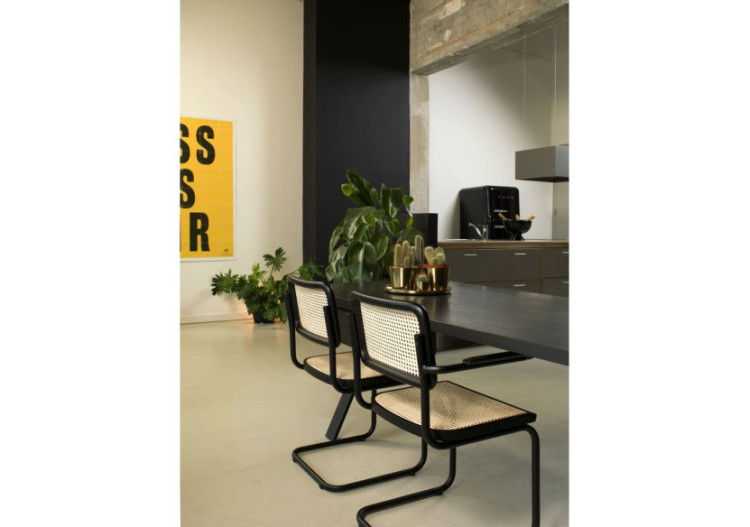Chaise de Salle à Manger Bas Workliving - Design Rotin Noyer / Noir - 3006668 - Workliving 2