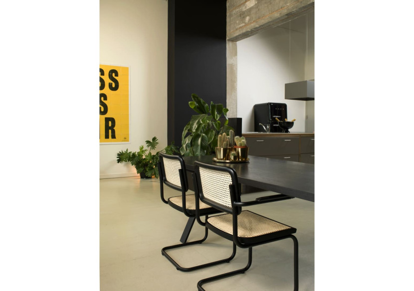 Chaise de Salle à Manger Bas Workliving - Design Rotin Noyer / Noir - 3006668 - Workliving