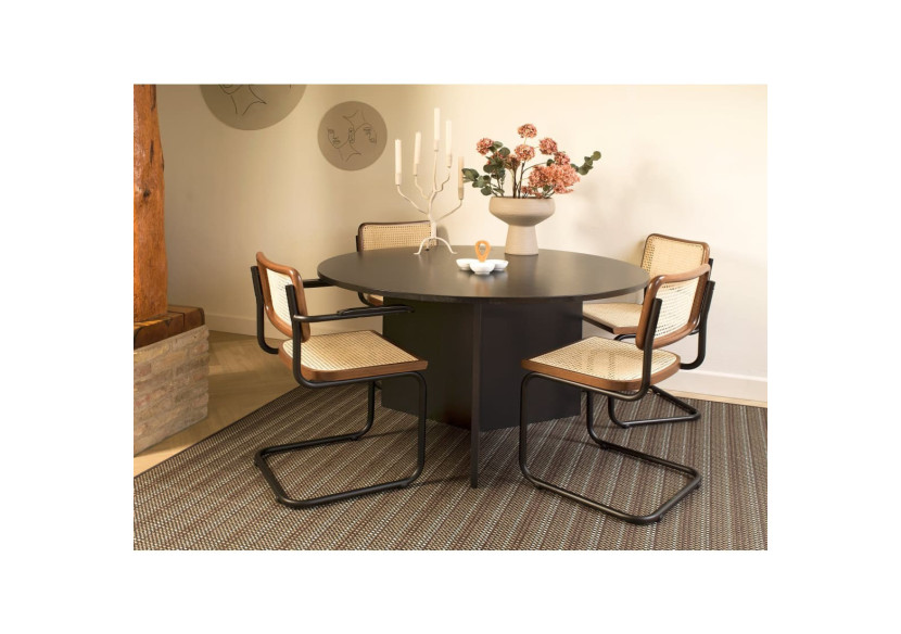 Chaise de Salle à Manger WORKLIVING - Rotin Design Noyer / Noir avec Accoudoirs - 3006669 - Workliving Chaise de Salle à Manger WORKLIVING - Rotin Design Noyer / Noir avec Accoudoirs - 3006669 - Workliving