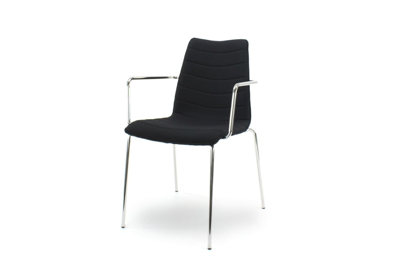 Chaise de Salle à Manger Verona - Noir Mirage avec Accoudoirs - 105115C - Workliving