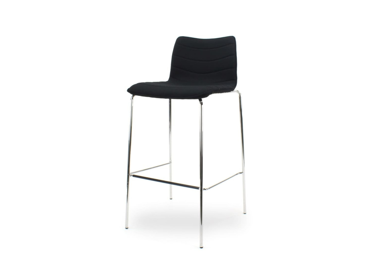 Tabouret de bar WORKLIVING Verona - Noir Mirage avec base en chrome - 105130C - Workliving