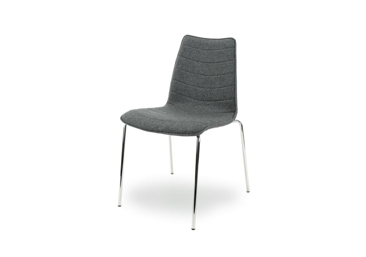 Chaise de salle à manger WORKLIVING Verona - Gris moyen en tissu avec base en chrome - 105102C - Workliving