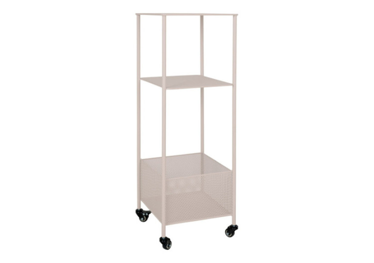 Chariot Métallique TORRES - Acier, sable, 3 étagères, 35x35x100 cm - 2202005 - House Nordic
