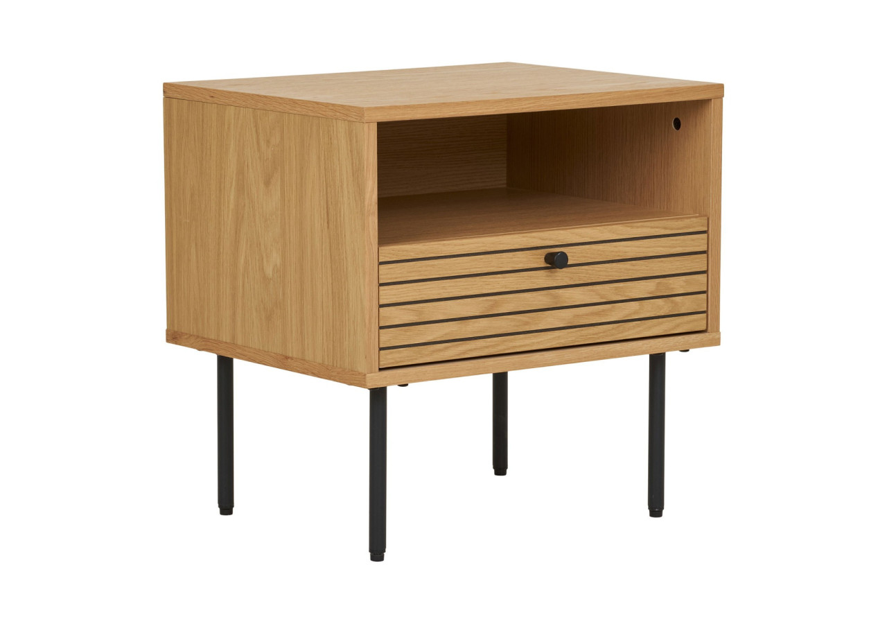 Kyoto Side Table - Table d'appoint en placage chêne avec pieds en métal noir 50x40x50 cm - 3701000 - House Nordic