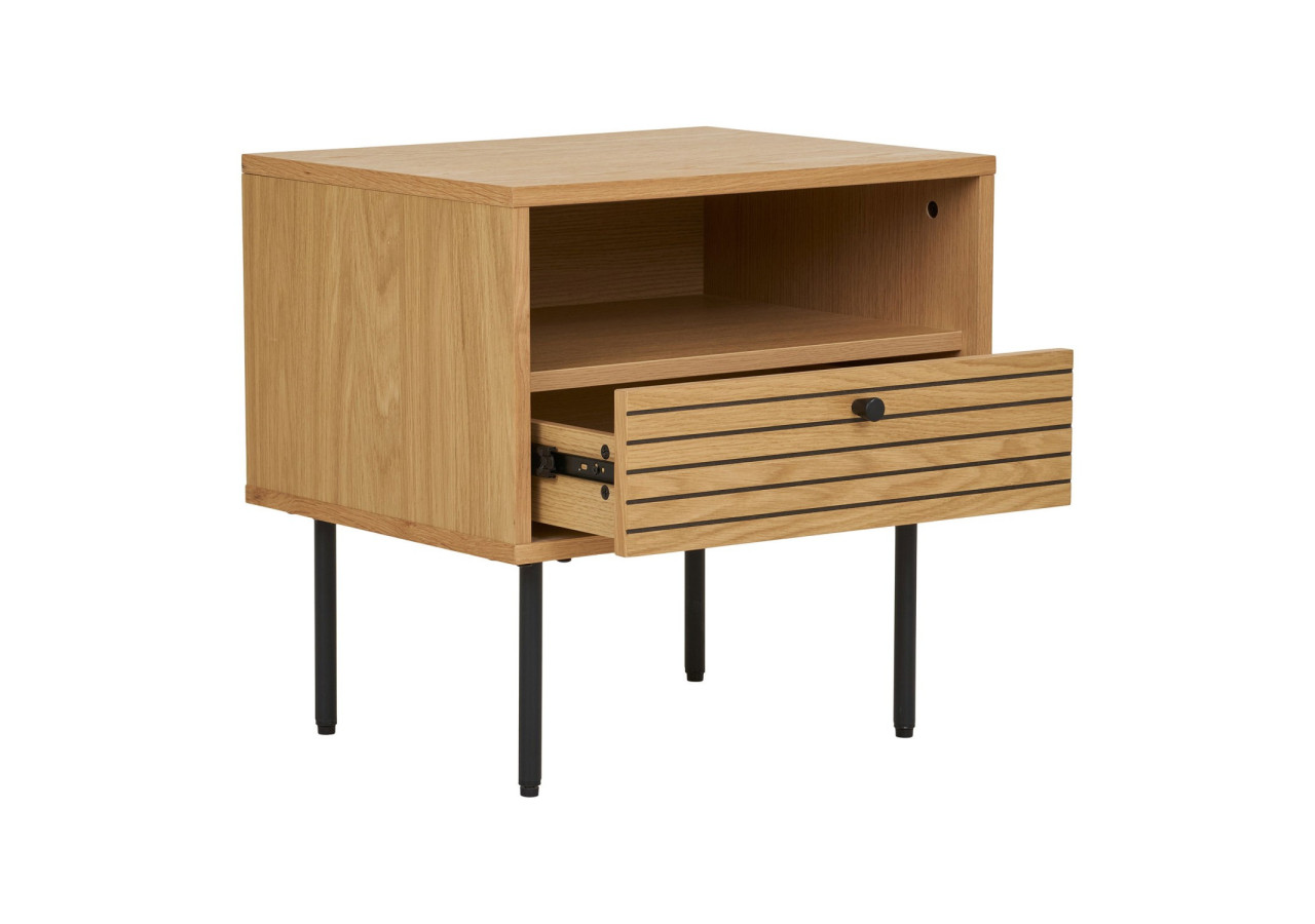 Kyoto Side Table - Table d'appoint en placage chêne avec pieds en métal noir 50x40x50 cm - 3701000 - House Nordic