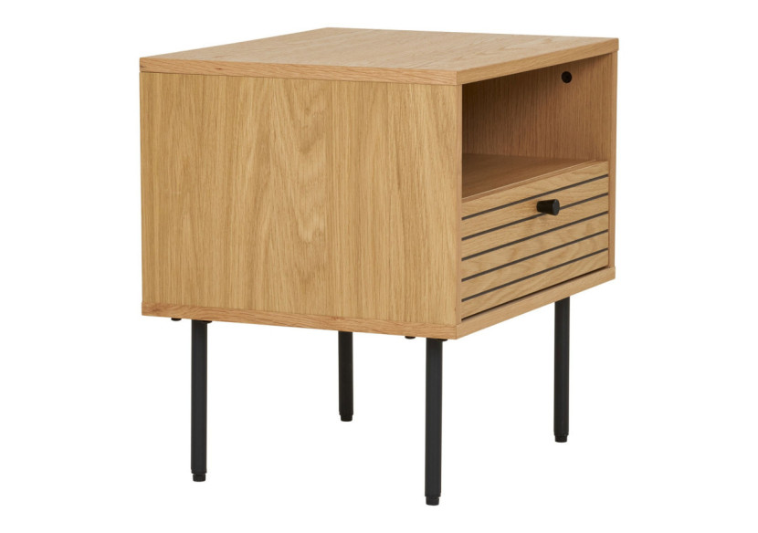 Kyoto Side Table - Table d'appoint en placage chêne avec pieds en métal noir 50x40x50 cm - 3701000 - House Nordic Kyoto Side Table - Table d'appoint en placage chêne avec pieds en métal noir 50x40x50 cm - 3701000 - House Nordic