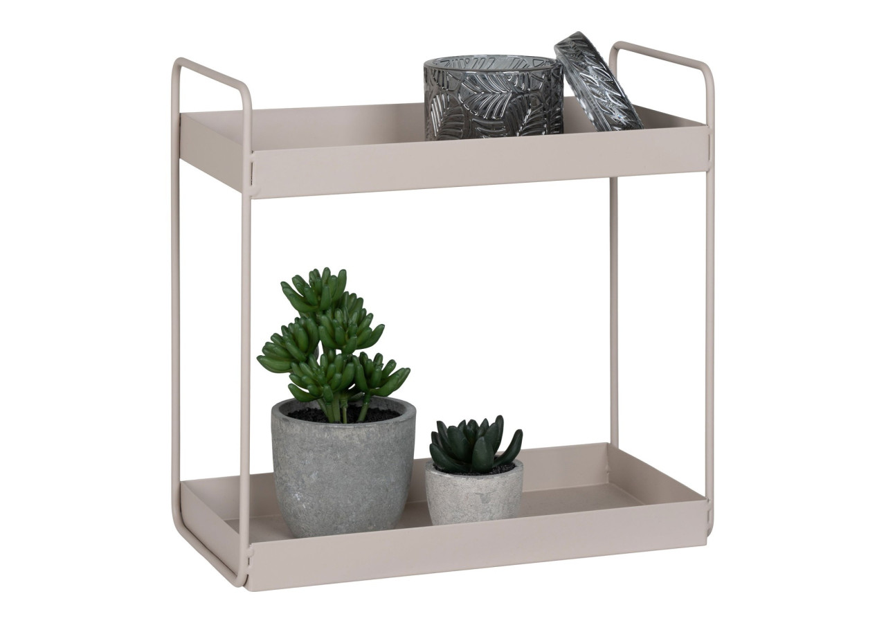 Rabo Standing Double Shelf - Étagère debout double en acier, sable, 2 étagères, 30x15x31 cm - 4201050 - House Nordic