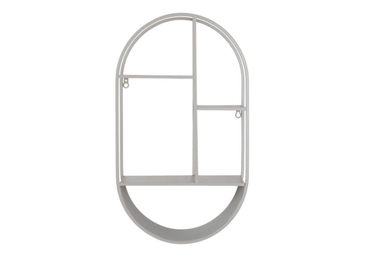 Feira Wall Shelf - Étagère murale ovale en acier, gris cool, 35x15x60 cm - 4201055 - House Nordic