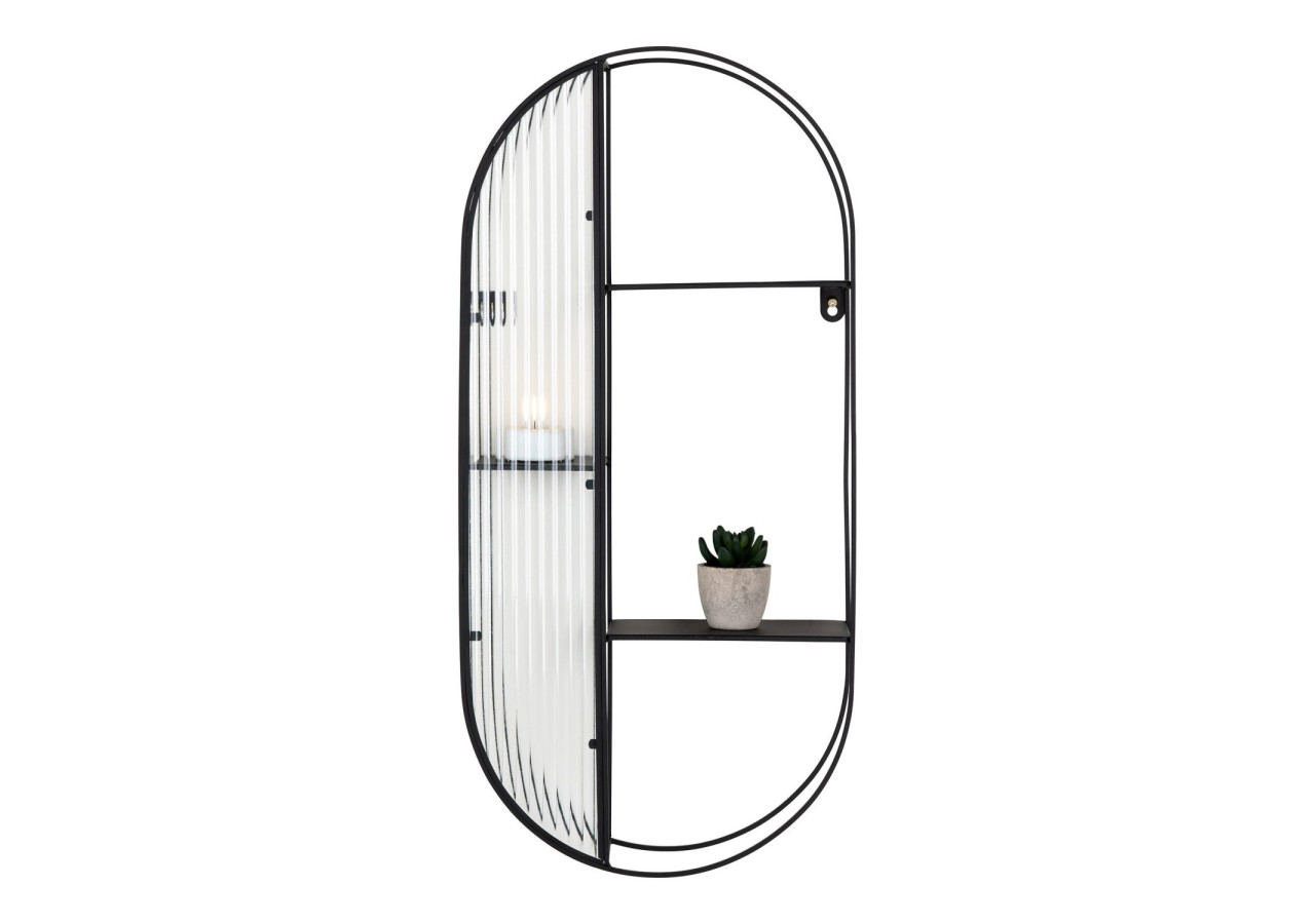 Newcastle Shelf - Étagère en acier et verre, noire, 3 étagères, 32x11x68 cm - 4283001 - House Nordic