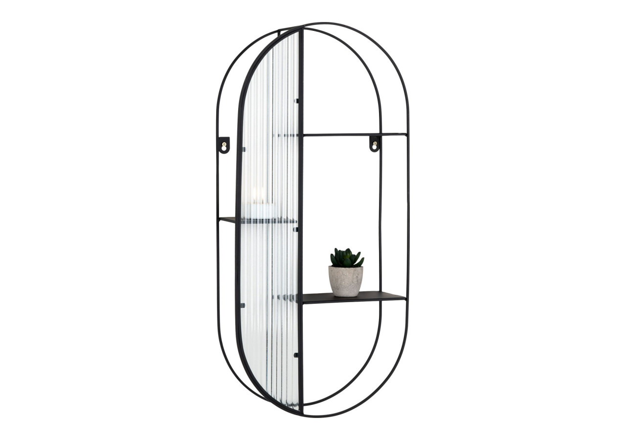 Newcastle Shelf - Étagère en acier et verre, noire, 3 étagères, 32x11x68 cm - 4283001 - House Nordic