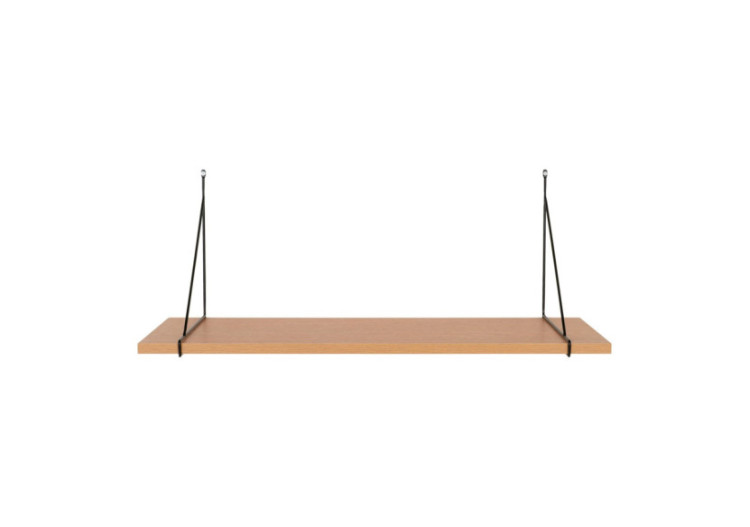 Chiba Wall Shelf - Étagère murale en placage de frêne, cadre en acier noir, 80x29 cm - 4291300 - House Nordic