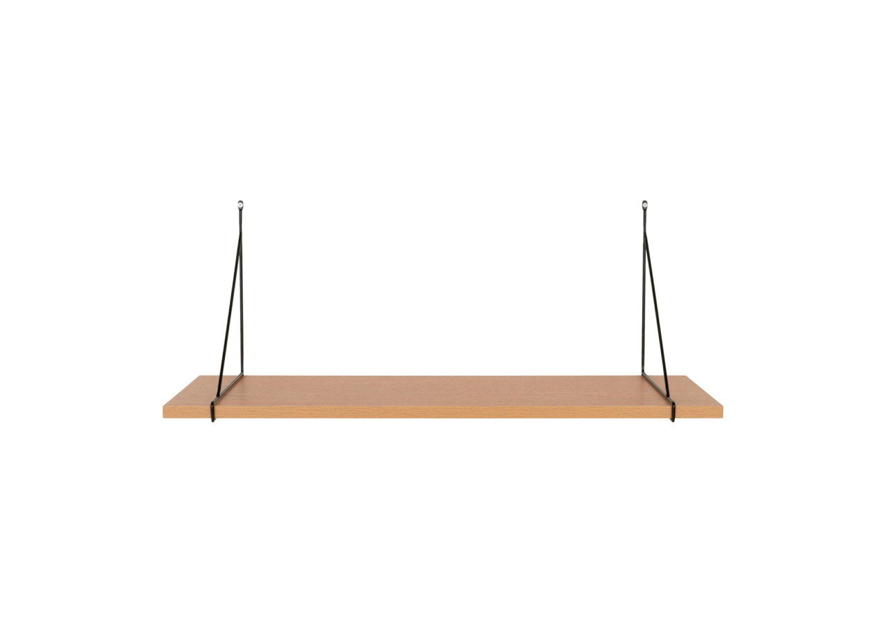 Chiba Wall Shelf - Étagère murale en placage de frêne, cadre en acier noir, 80x29 cm - 4291300 - House Nordic
