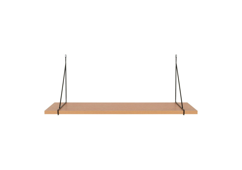 Chiba Wall Shelf - Étagère murale en placage de frêne, cadre en acier noir, 80x29 cm - 4291300 - House Nordic