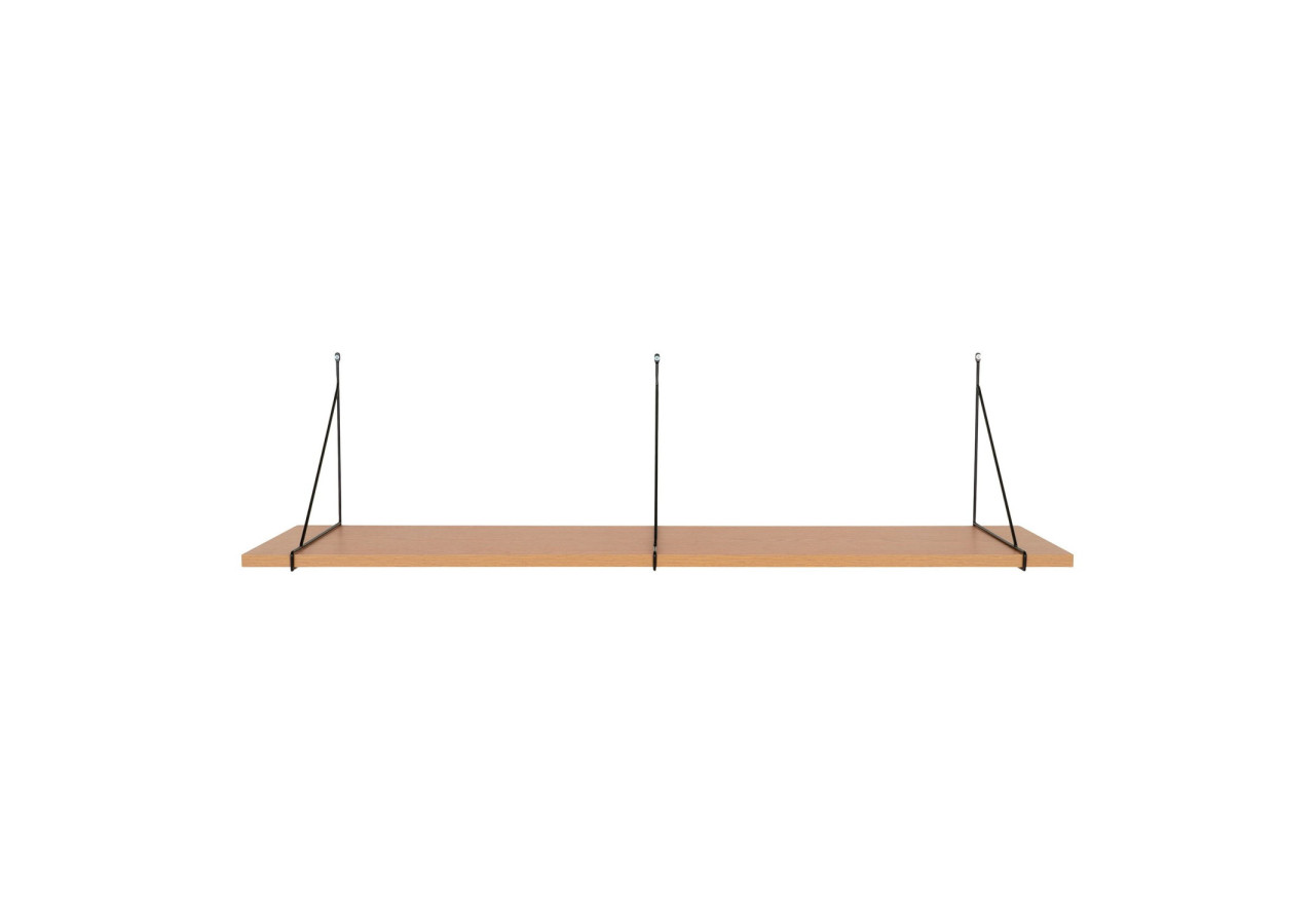 Chiba Wall Shelf - Étagère murale en placage de frêne, cadre en acier noir, 120x29 cm - 4291305 - House Nordic