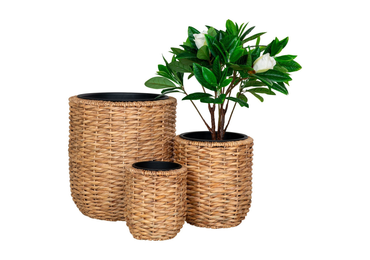 Hanoi Planter - Jardinières en jacinthe d'eau, rondes, naturelles, lot de 3 - 4401012 - House Nordic