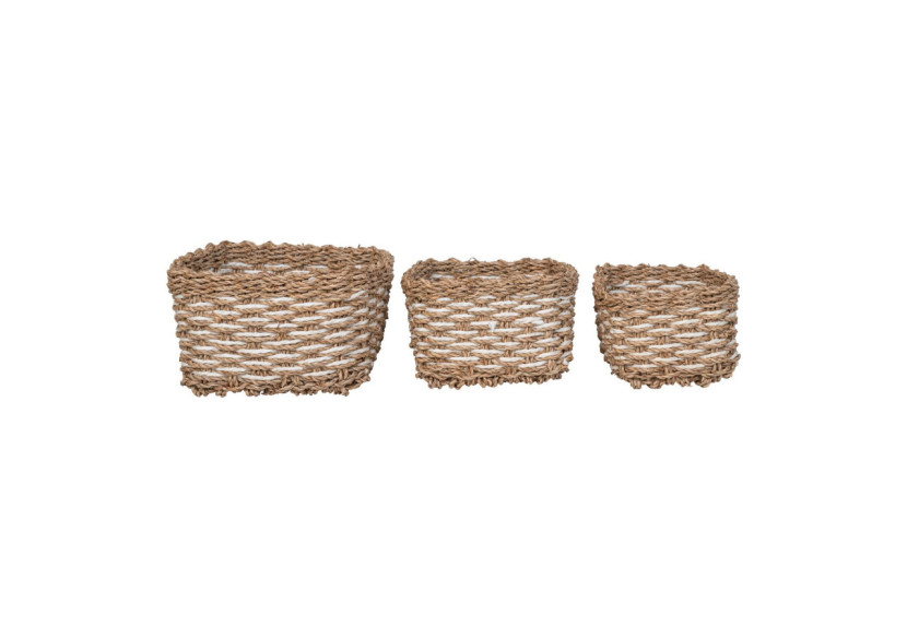 Panier Pala - Seagrass/papier naturel/blanc, set de 3 (12x17x10 cm, 15x21x11 cm, 17x25x12 cm) - 4401543 - House Nordic Panier Pala - Seagrass/papier naturel/blanc, set de 3 (12x17x10 cm, 15x21x11 cm, 17x25x12 cm) - 4401543 - House Nordic