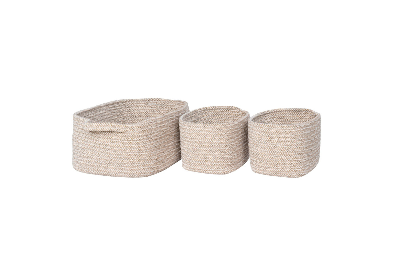Panier Teixo - Coton beige, set de 3 (13x18x12 cm et 23x33x13 cm) - 4401544 - House Nordic