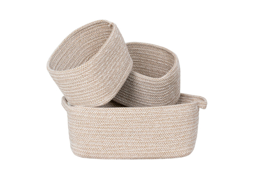 Panier Teixo - Coton beige, set de 3 (13x18x12 cm et 23x33x13 cm) - 4401544 - House Nordic