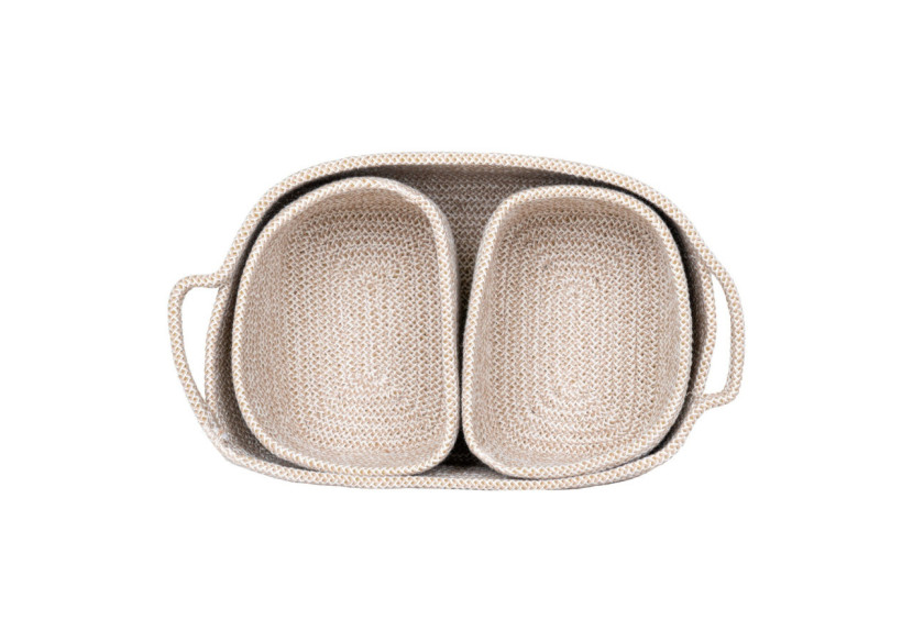 Panier Teixo - Coton beige, set de 3 (13x18x12 cm et 23x33x13 cm) - 4401544 - House Nordic