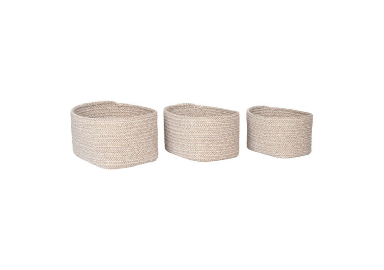 Panier Cadima - Coton beige, set de 3 (12x17x11 cm, 15x20x12 cm, 18x23x13 cm) - 4401545 - House Nordic