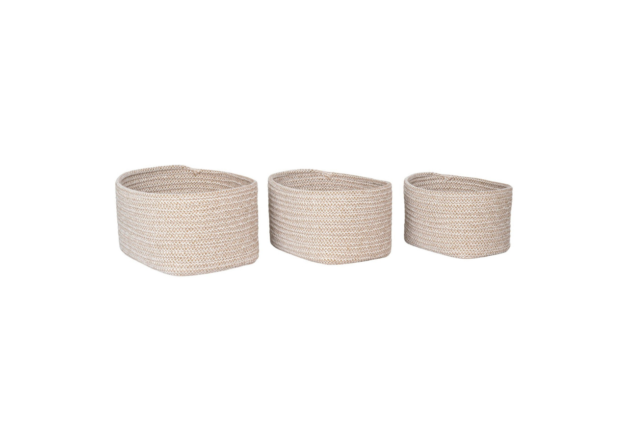 Panier Cadima - Coton beige, set de 3 (12x17x11 cm, 15x20x12 cm, 18x23x13 cm) - 4401545 - House Nordic