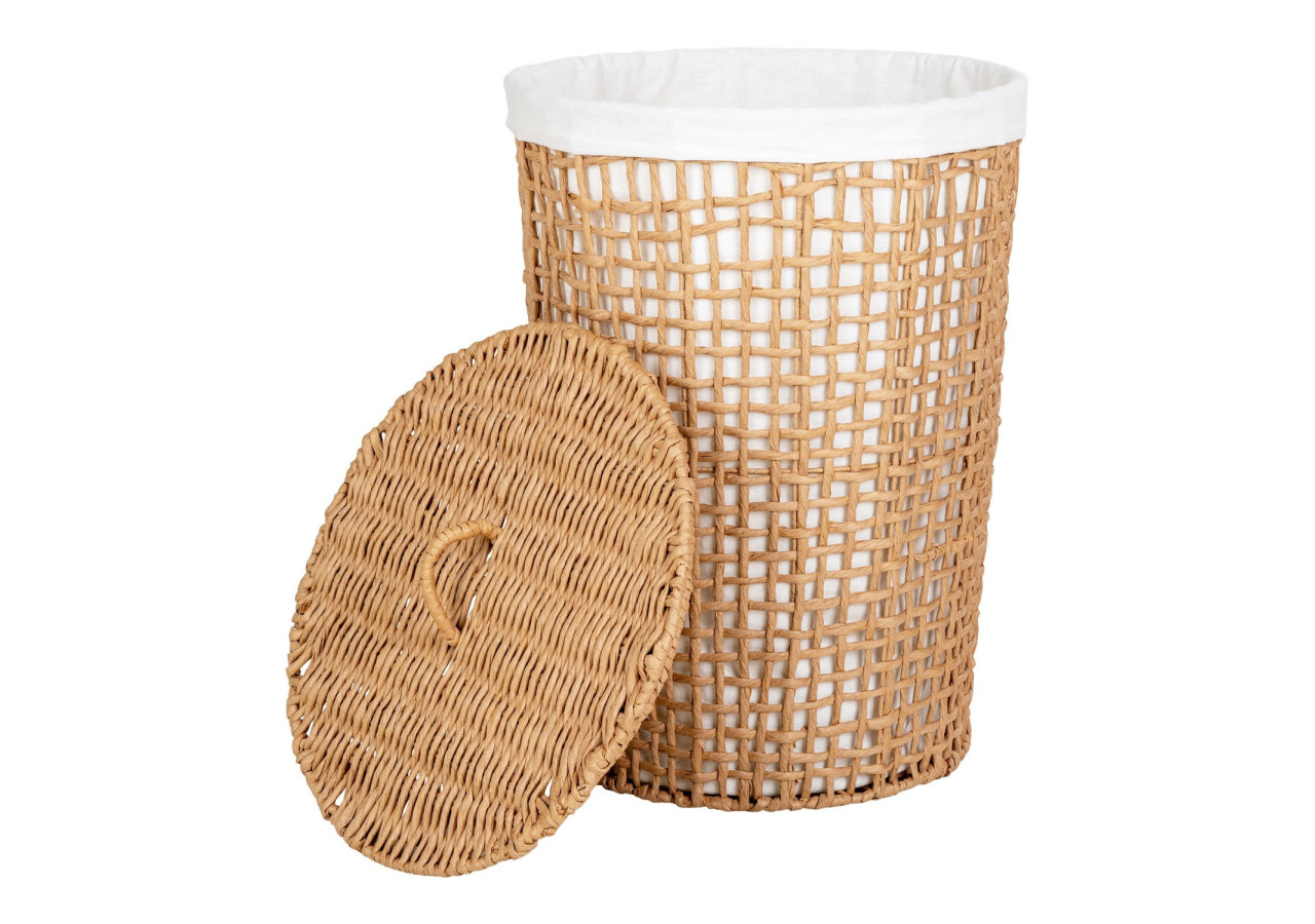 Panier à Linge Pomal - Papier marron clair/blanc, 42x56 cm - 4401548 - House Nordic