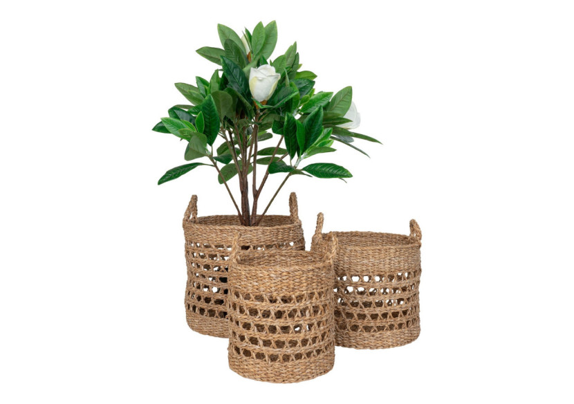 Panier Balok - Ensemble de 3 en herbe de mer noir et naturel - 4401557 - House Nordic