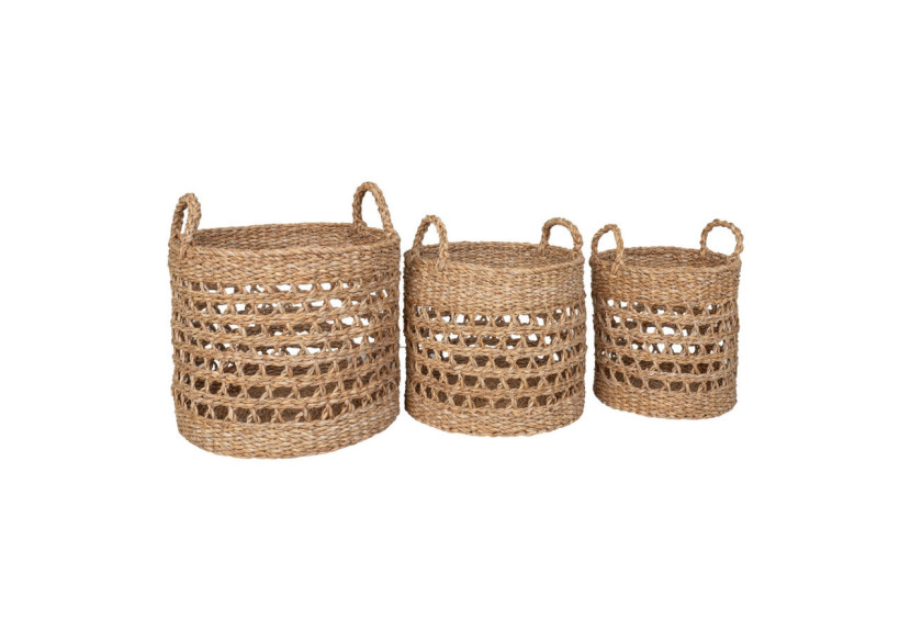 Panier Balok - Ensemble de 3 en herbe de mer noir et naturel - 4401557 - House Nordic