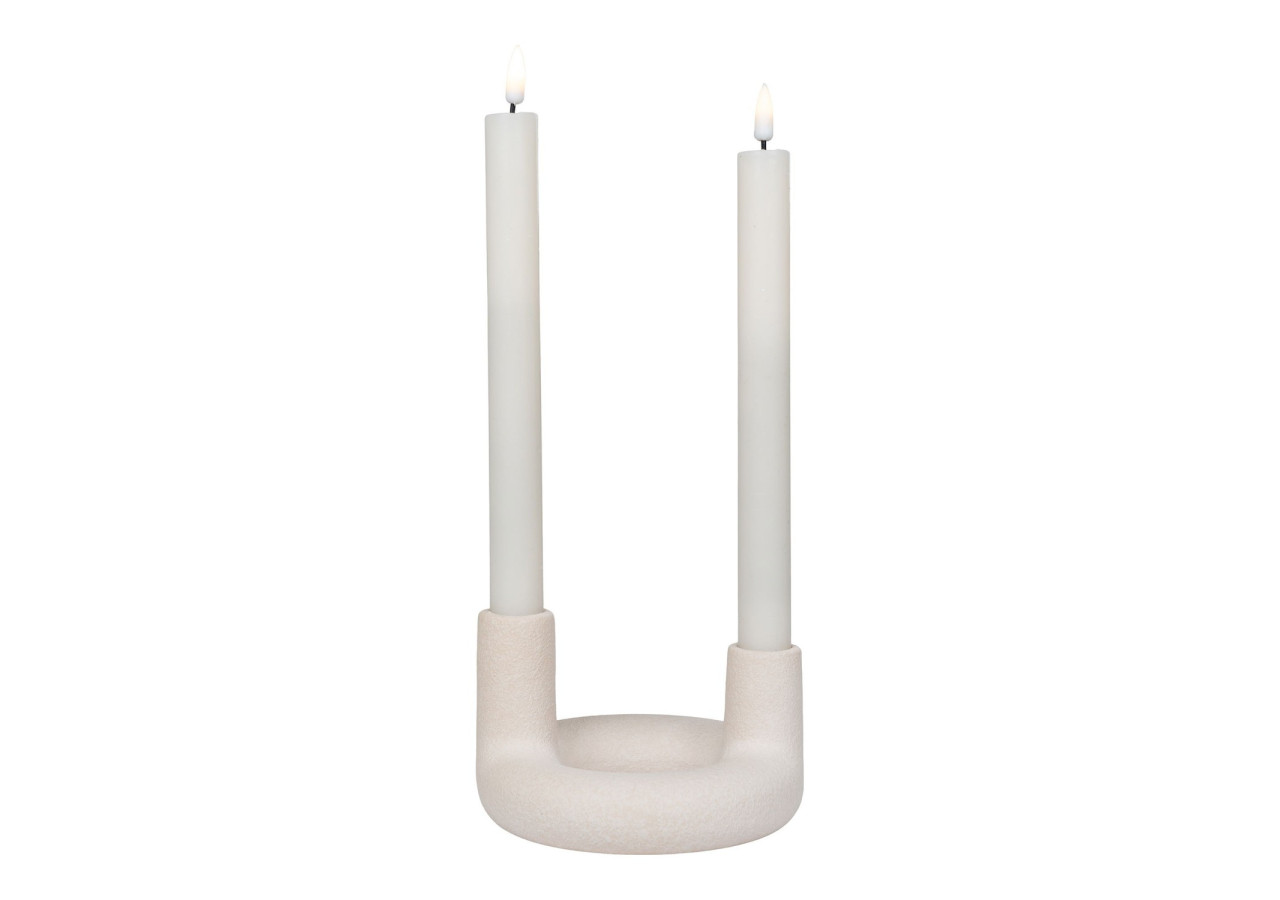 Support de Bougie - Céramique beige, 13x8,5 cm - 4561178 - House Nordic