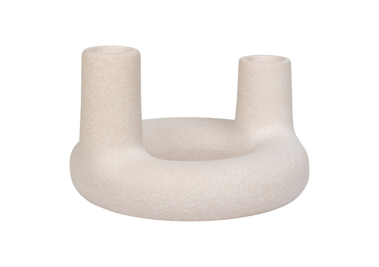 Support de Bougie - Céramique beige, 13x8,5 cm - 4561178 - House Nordic