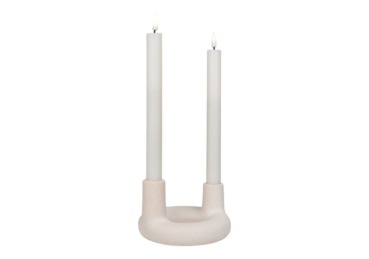Support de Bougie - Céramique beige, 13x8,5 cm - 4561178 - House Nordic