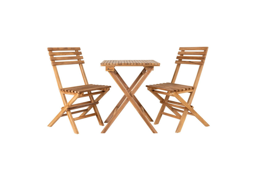 Ensemble Café Cuenca - Ensemble café, 2 chaises et 1 table, teck, naturel - 7001142 - House Nordic Ensemble Café Cuenca - Ensemble café, 2 chaises et 1 table, teck, naturel - 7001142 - House Nordic