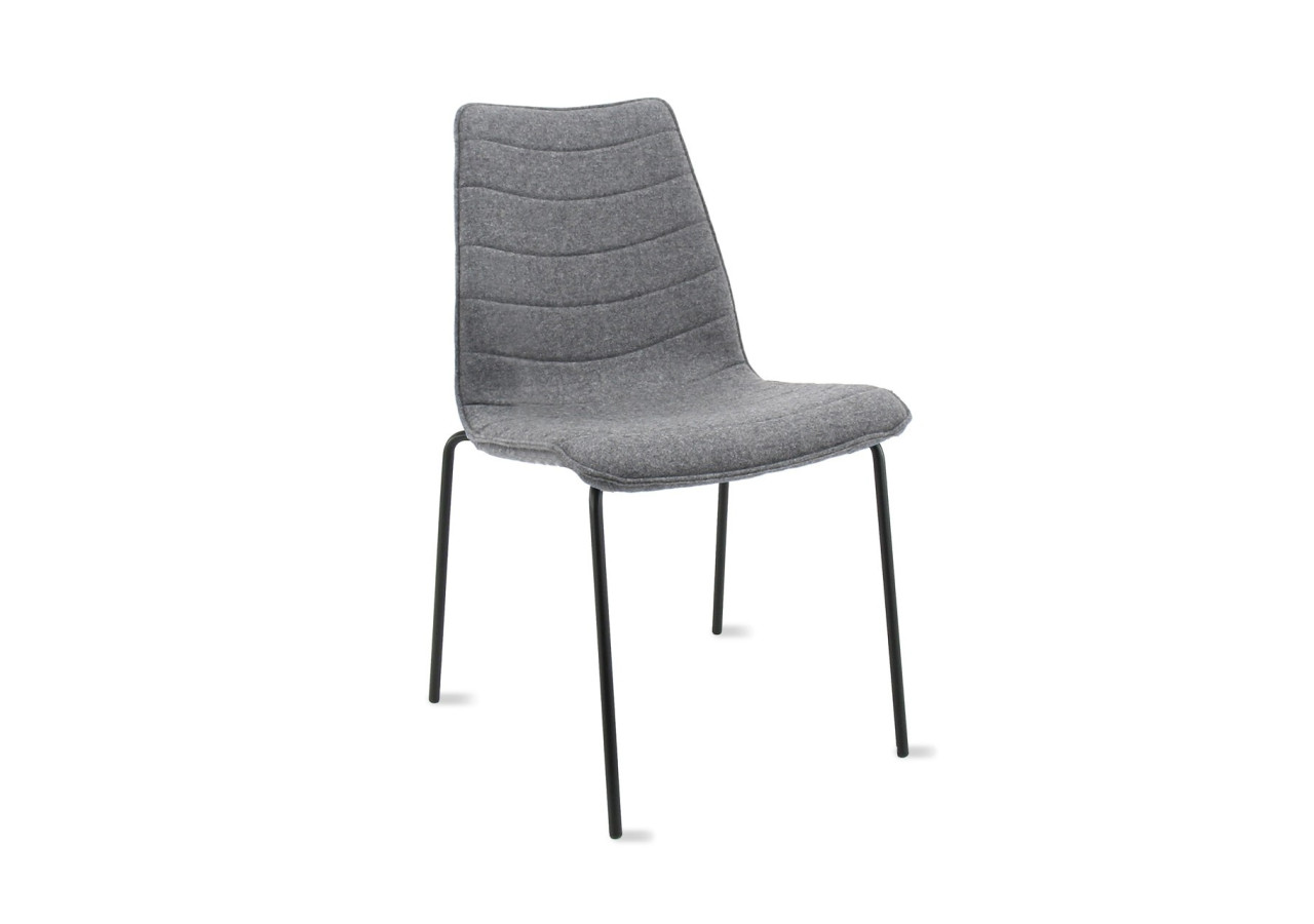 Chaise Workliving Verona - Tissu Wolvilt Fenice 602 Middengrijs, cadre noir - 105112C - Workliving
