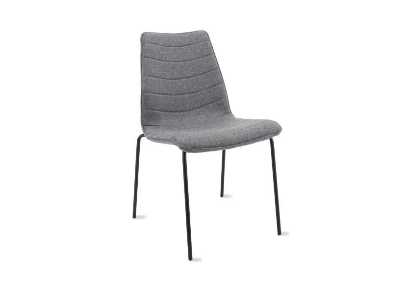 Chaise Workliving Verona - Tissu Wolvilt Fenice 602 Middengrijs, cadre noir - 105112C - Workliving