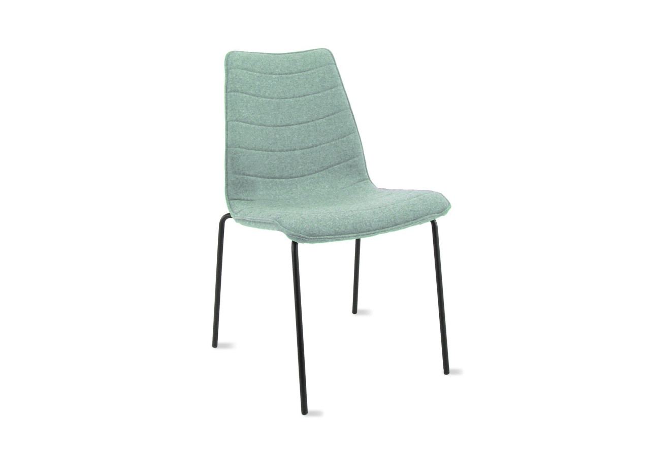 Chaise Workliving Verona - Tissu Wolvilt Fenice 455 Zachtgroen, cadre noir - 107917C - Workliving