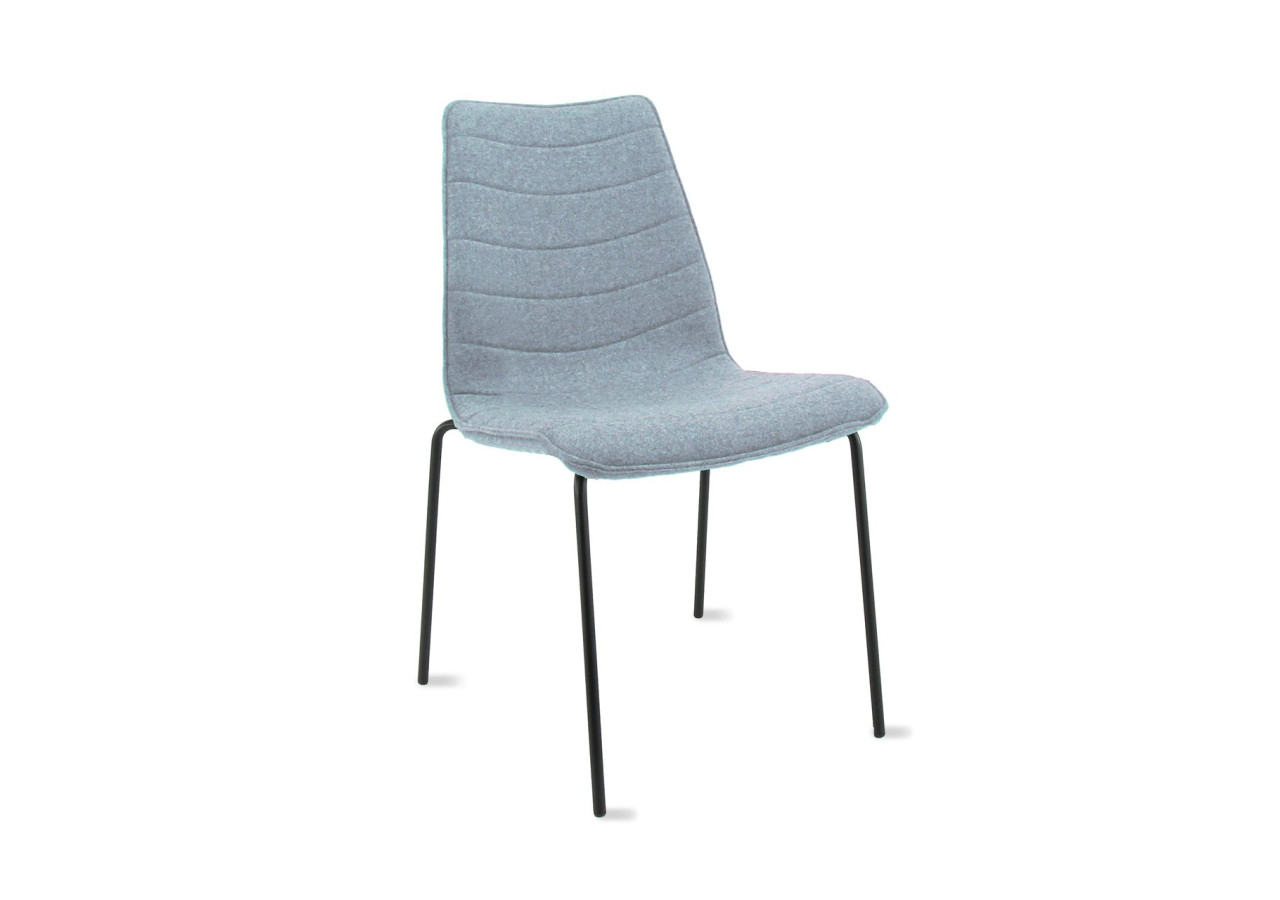 Chaise Workliving Verona - Tissu Wolvilt Fenice 351 Zachtblauw, cadre noir - 107918C - Workliving