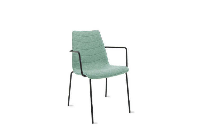 Chaise Workliving Verona - Accoudoirs, Wolvilt Fenice 455 vert tendre, cadre noir - 107920C - Workliving
