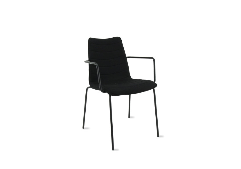 Chaise Workliving Verona - Accoudoirs, Tissu Mirage noir, cadre noir - 105125C - Workliving
