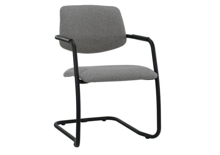 Chaise de réunion Workliving X5 - Sledeframe en tissu Wolvilt Fenice 602 gris moyen - 107965C - Workliving