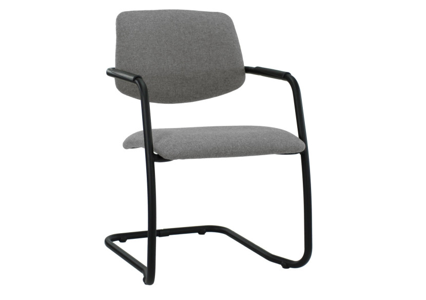 Chaise de réunion Workliving X5 - Sledeframe en tissu Wolvilt Fenice 602 gris moyen - 107965C - Workliving