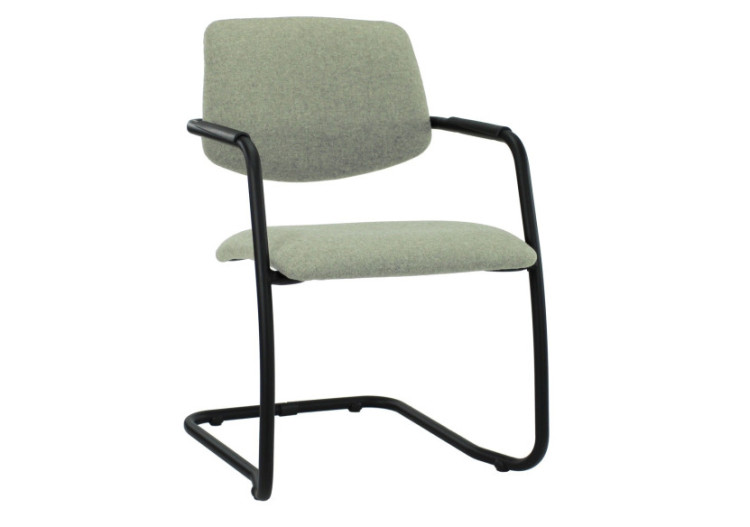 Chaise de réunion Workliving X5 - Velours doux vert clair - Cadre noir - 107926C - Workliving