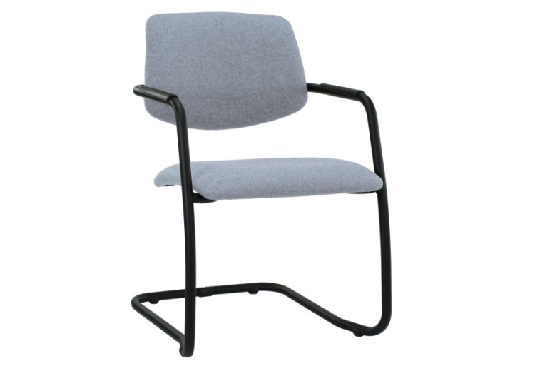 Chaise de réunion Workliving X5 - Velours doux bleu clair - Cadre noir - 107927C - Workliving