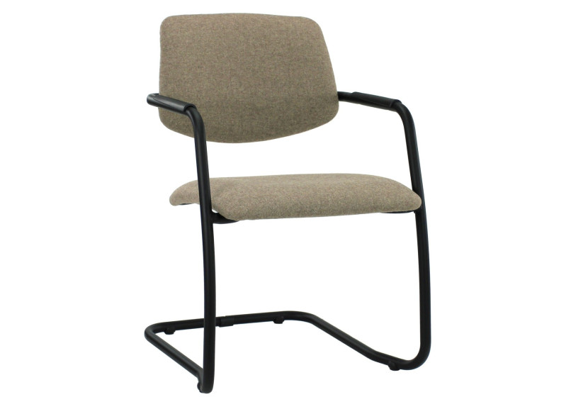 Chaise de réunion Workliving X5 - Velours doux brun clair - Cadre noir - 107952C - Workliving