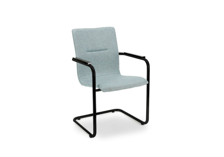 Chaise de réunion Workliving X6 - Velours doux bleu clair - Cadre noir - 107930C - Workliving