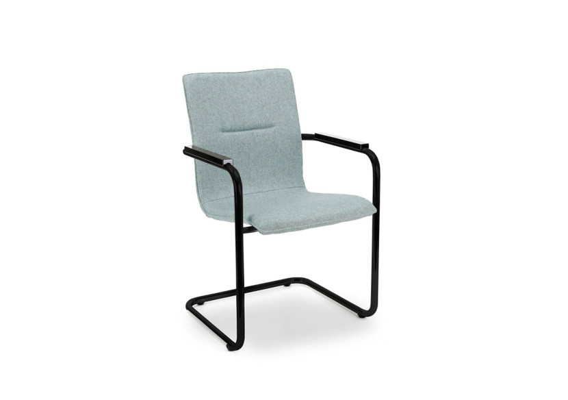 Chaise de réunion Workliving X6 - Velours doux bleu clair - Cadre noir - 107930C - Workliving